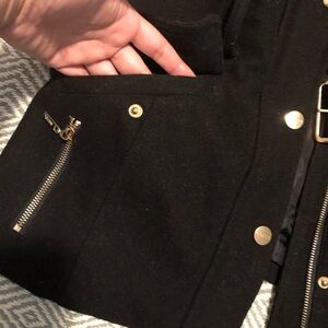 Black Guess Gold Buckle zip jacket coat, Women’s, Medium